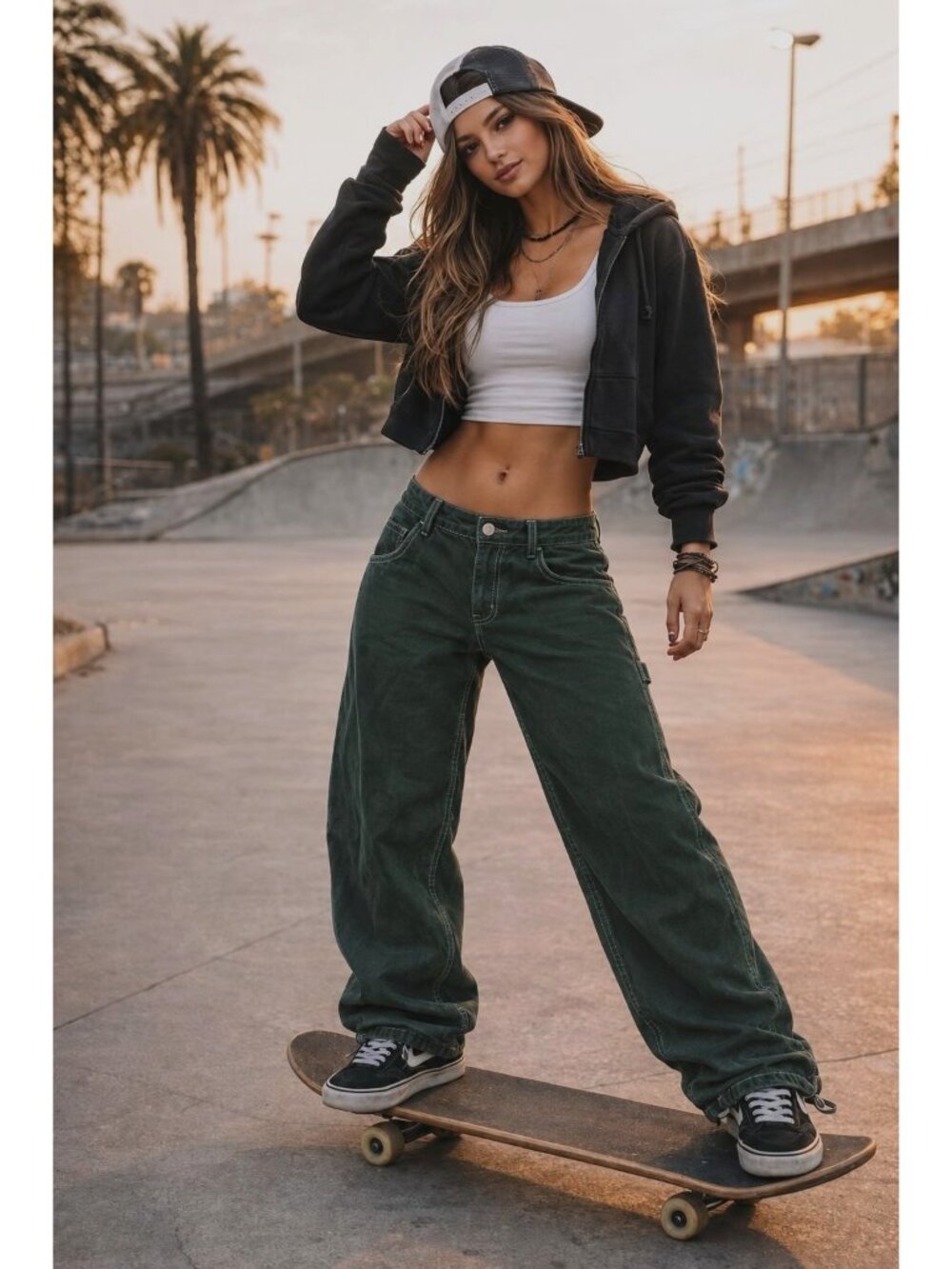 PacSun 24 Green Baggy Carpenter Pants Wide Leg Utility Skater Workwear Y2K Style